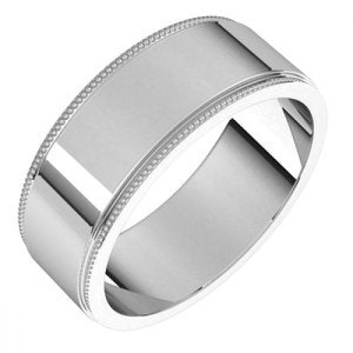 14K White 7 mm Milgrain Flat with Edge Band [cv